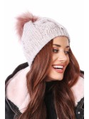 Winter hat with a pompom, powder C39 - Online store - Boutique